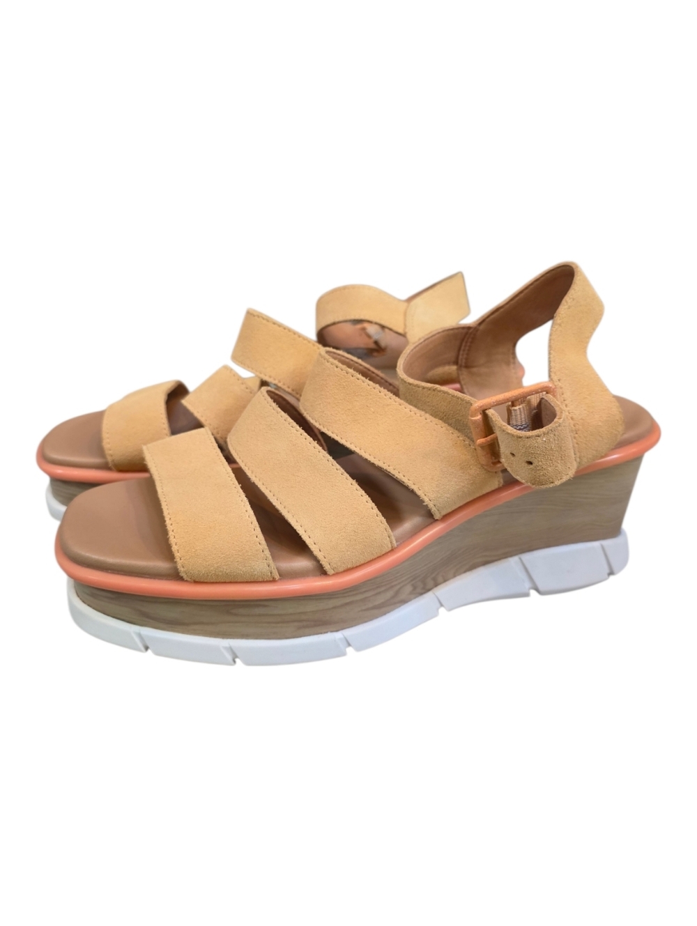 Sorel Joanie III Tan Leather Suede Sandals Wedge Size 10.5 NWOT